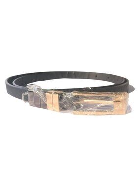 Gold Gunmetal Mixed Metal Snakeskin Leather Belt Size 36 Skinny Minimalist NWOT